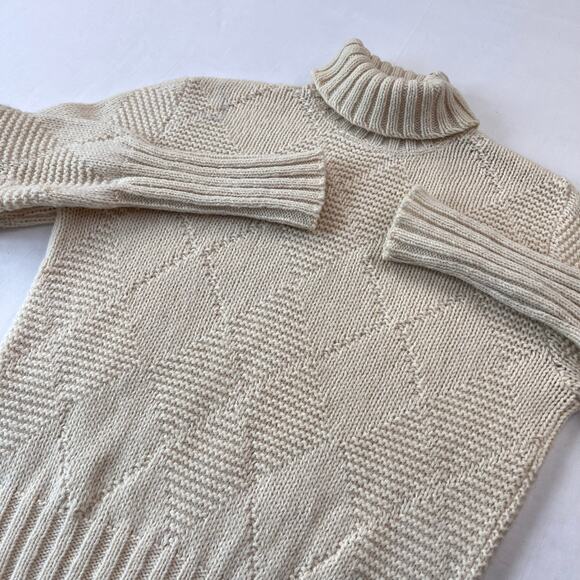 Rosanna Vintage Turtleneck Ivory Sweater Size Small Argyle Knit - Picture 5 of 9